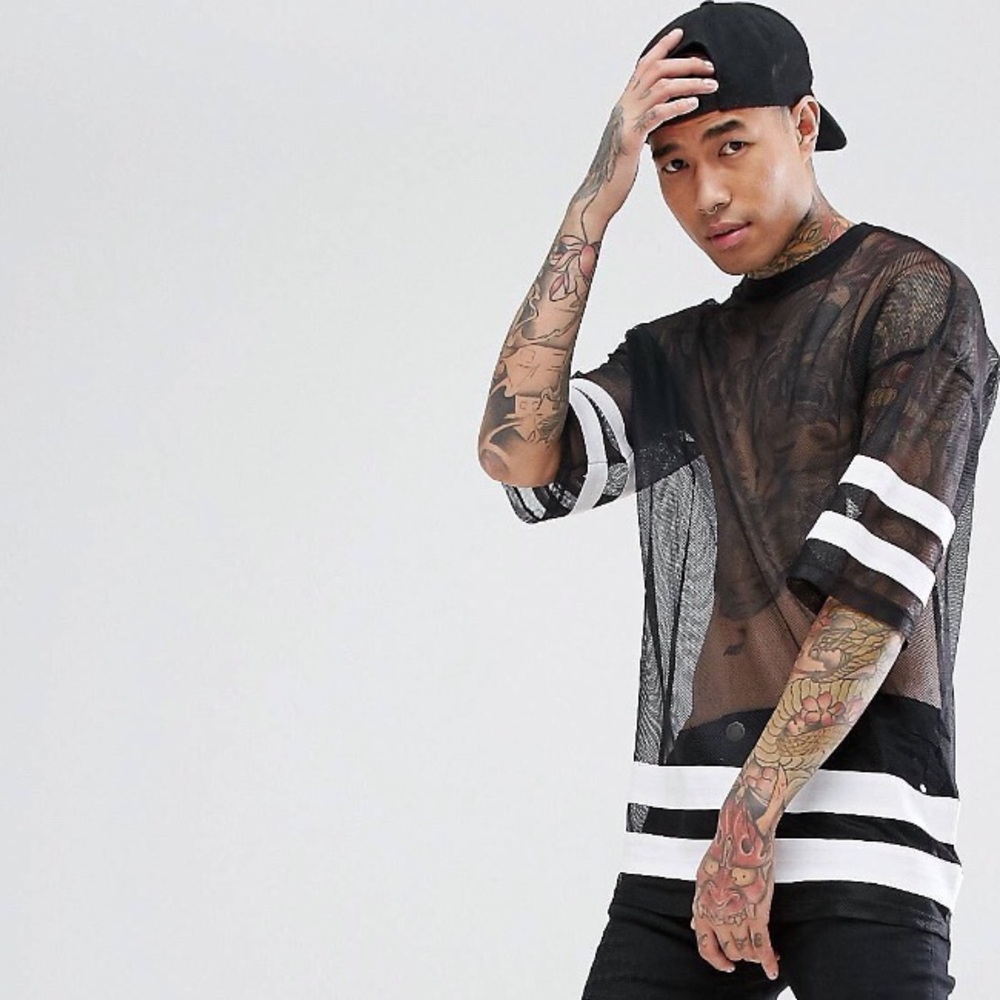 Asos Oversized Longline Mesh T-shirt